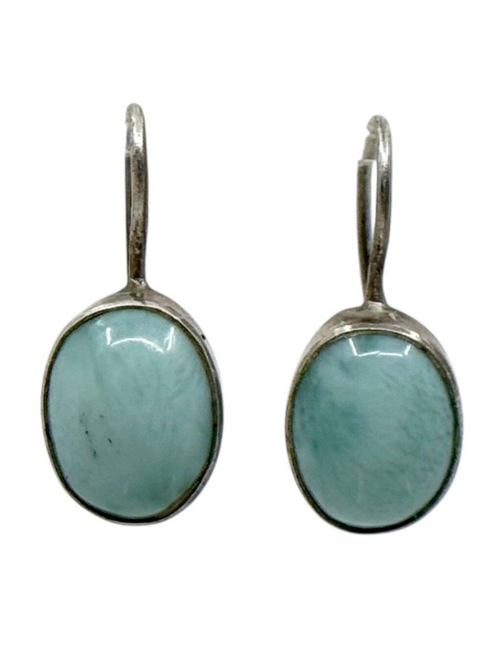 sterling silver Larimar cabochon earrings - GM1004